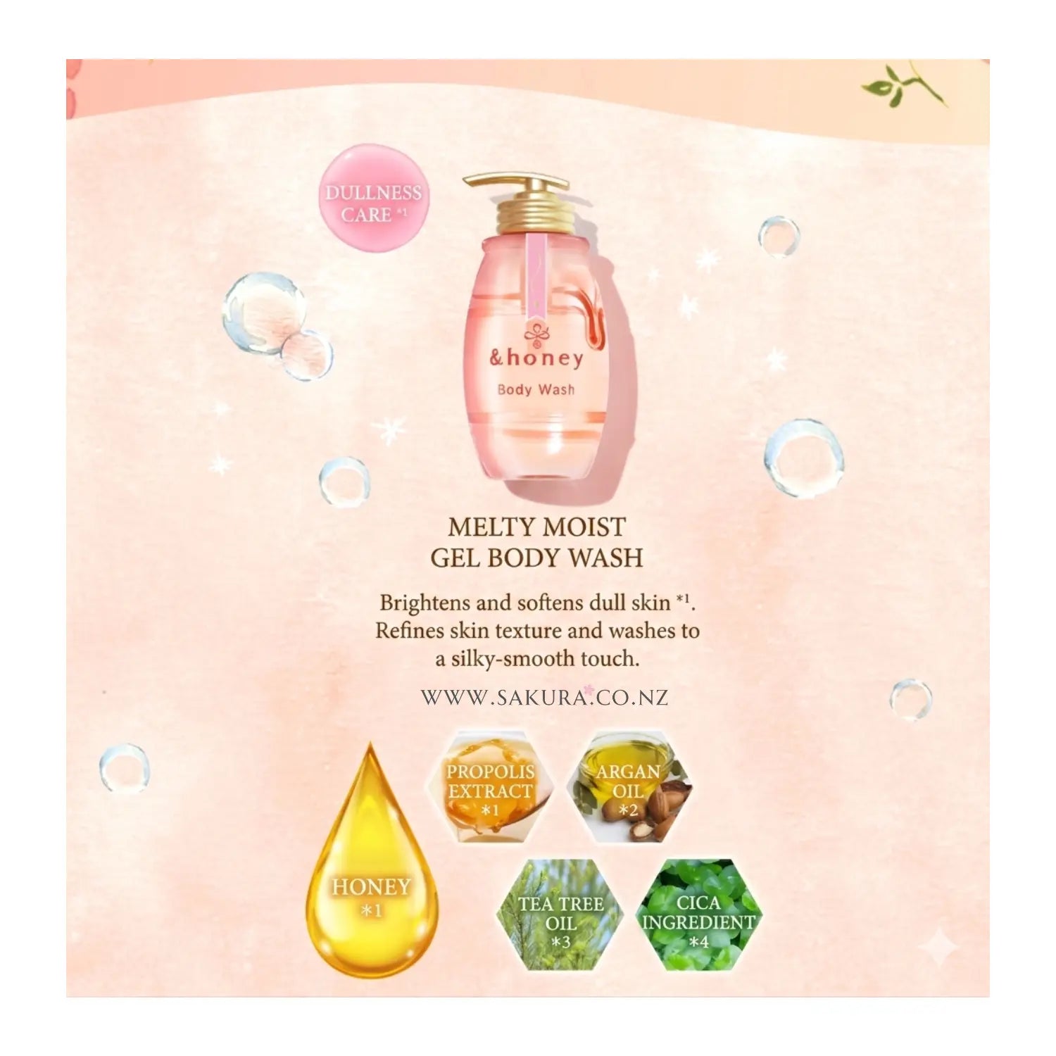 【Preorder】&amp;Honey Melty Moist Gel Body Wash 500ml - Rose Honey Scent