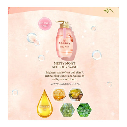【Preorder】&amp;Honey Melty Moist Gel Body Wash 500ml - Rose Honey Scent
