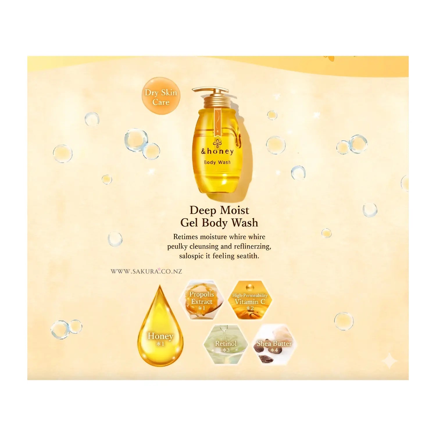 【Preorder】&amp;Honey Melty Moist Gel Body Wash 500ml - Osmanthus Honey Scent