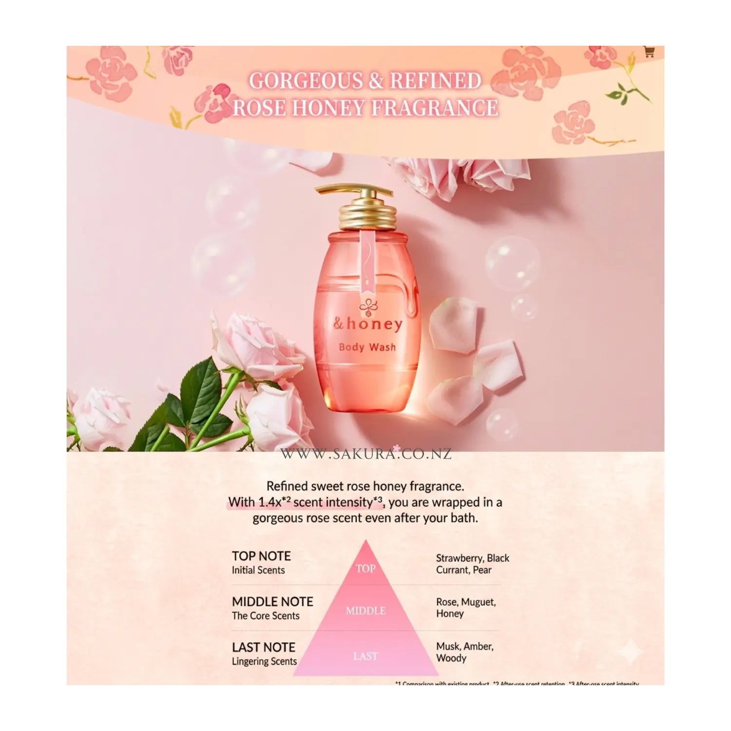 【Preorder】&amp;Honey Melty Moist Gel Body Wash 500ml - Rose Honey Scent